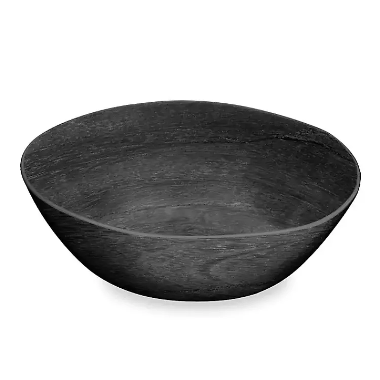 Outdoor Dining-Kirklands Home Charcoal Faux Wood Melamine Serving Bowl Gray