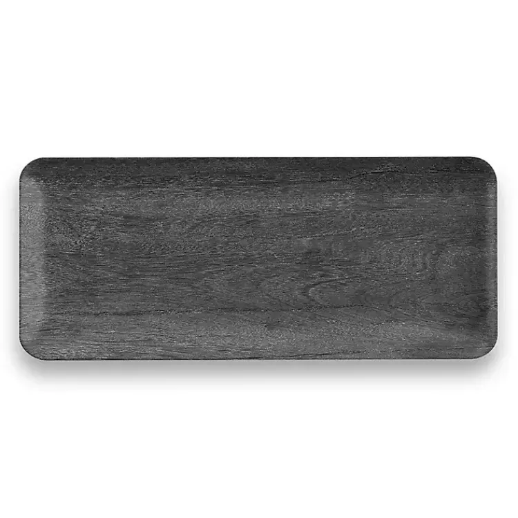 Outdoor Dining-Kirklands Home Charcoal Faux Wood Melamine Serving Tray Gray