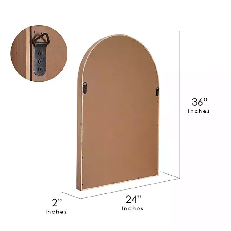 Decorative Mirrors-Kirklands Home Ciarra Natural Wood Arch Wall Mirror