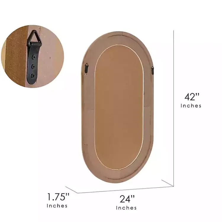 Decorative Mirrors-Kirklands Home Pill Capsule Oval Shaped Wood Wall Mirror