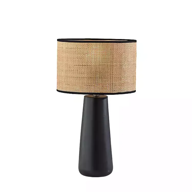 Table Lamps-Kirklands Home Rattan Shade Base Table Lamp Black