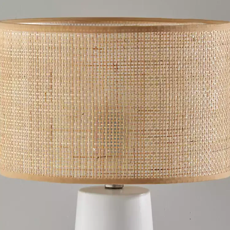 Table Lamps-Kirklands Home Rattan Shade Base Table Lamp White