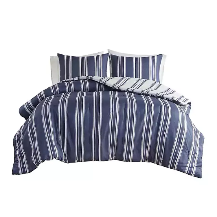 Comforters-Kirklands Home Blue Stripe Jackson 3-pc. King Comforter Set