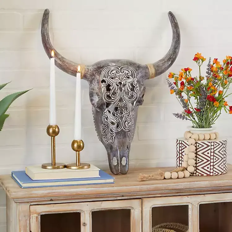 Wall Plaques-Kirklands Home Bohemian Bull Wall Plaque Gray