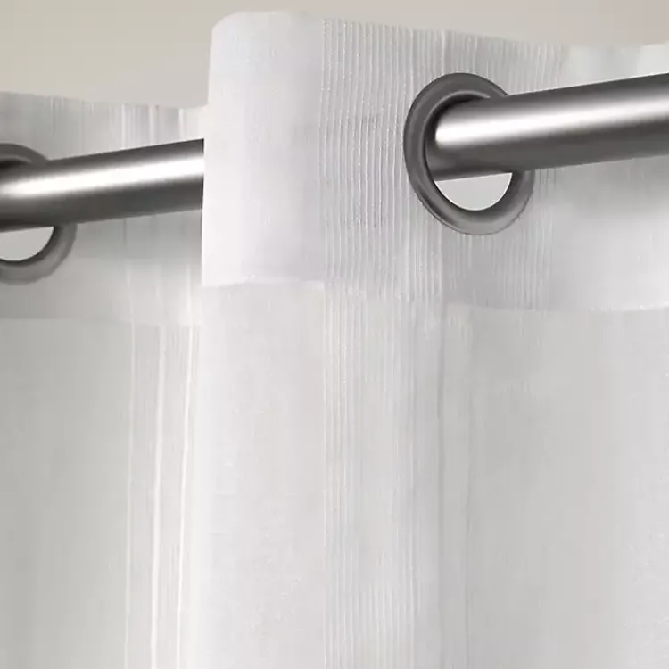 Curtains & Drapes-Kirklands Home Stripe Sheer Curtain Panel Set, 84 in. White