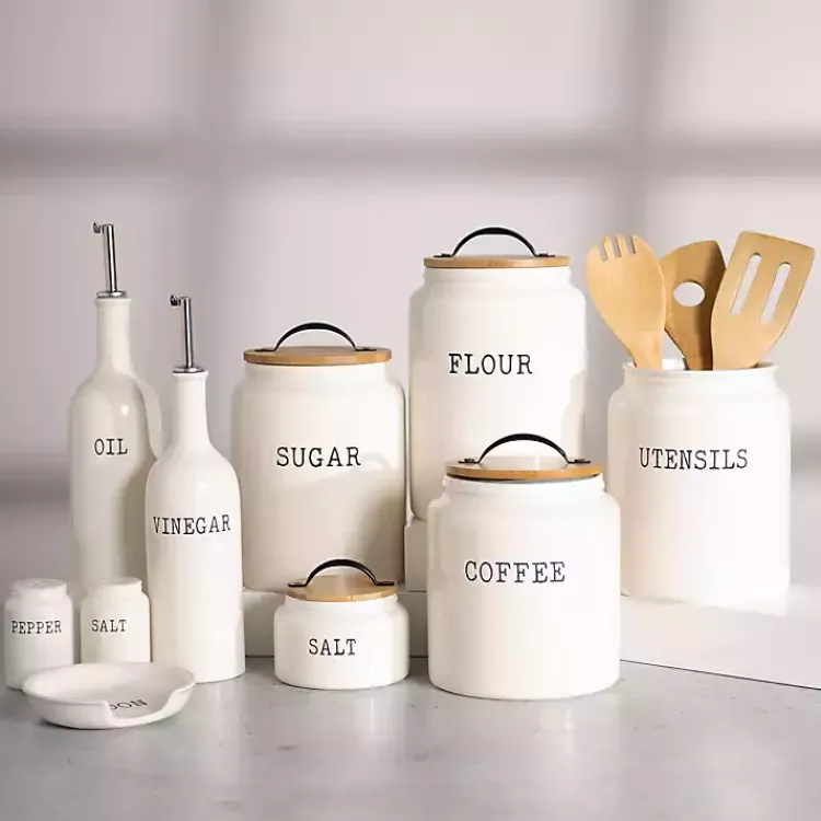 Kitchen Storage-Kirklands Home Debossed Utensil Crock White