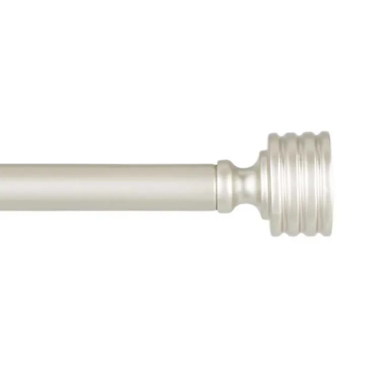 Curtain Rods & Hardware-Kirklands Home Matte Nickel Stacked Cylinder Curtain Rod, 120 in.