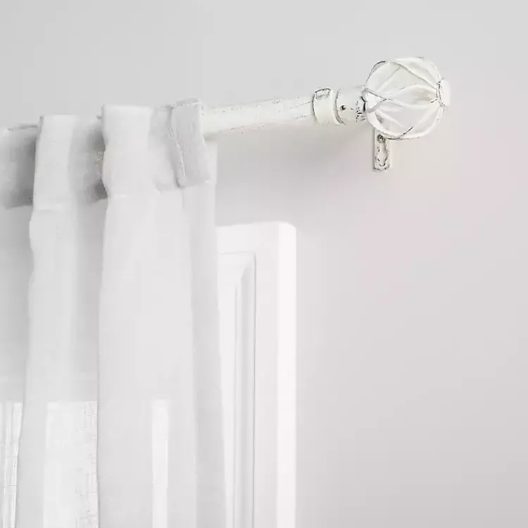 Curtain Rods & Hardware-Kirklands Home Distressed White Open Sphere Curtain Rod, 120 in.