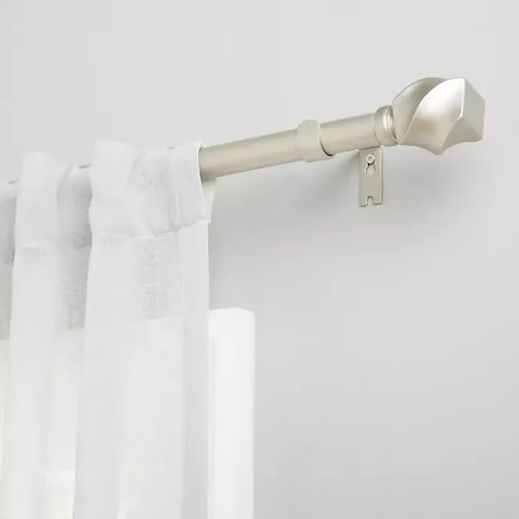 Curtain Rods & Hardware-Kirklands Home Matte Silver Modern Twist Curtain Rod, 120 in.