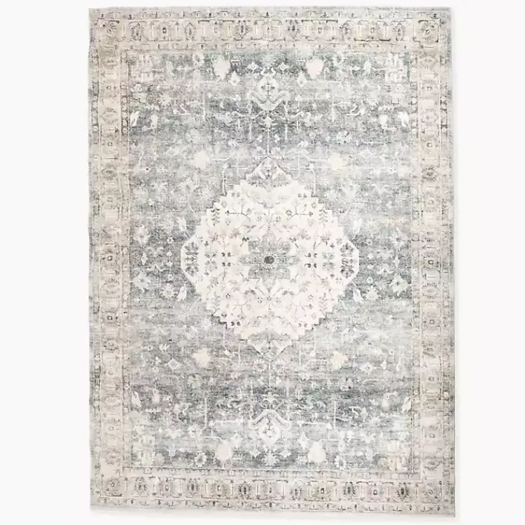 Area Rugs-Kirklands Home Rosette Dusty Aqua Area Rug, 7x9