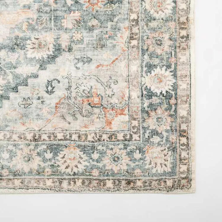 Area Rugs-Kirklands Home Rosette Green and Ivory Area Rug, 5x7