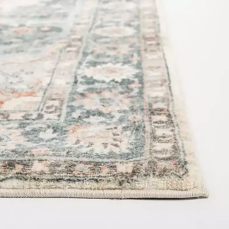 Area Rugs-Kirklands Home Rosette Green and Ivory Area Rug, 7x9