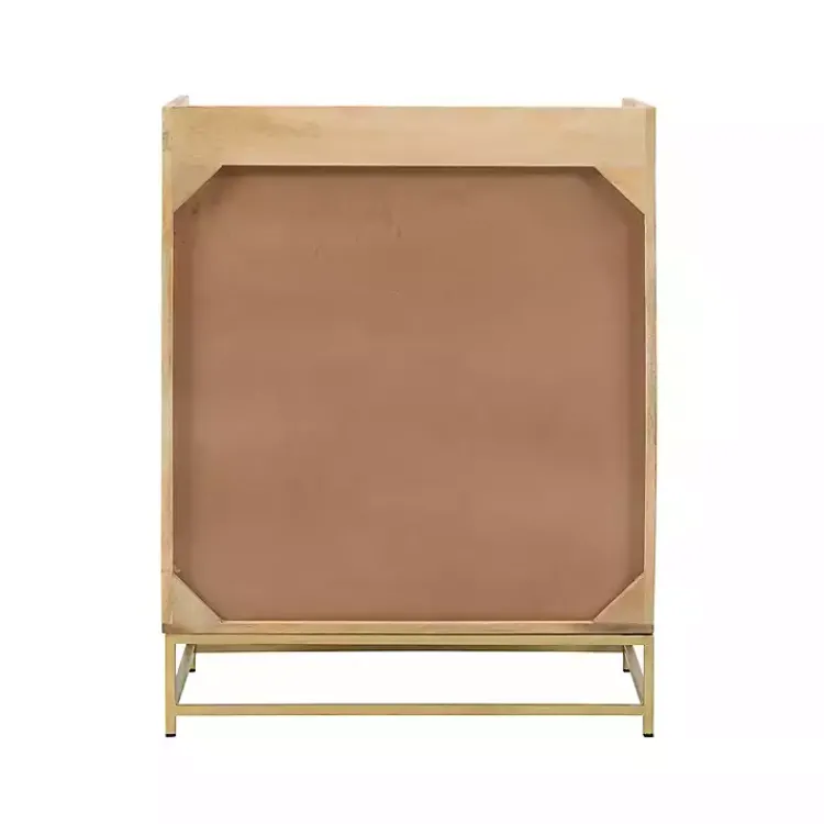 Cabinets & Sideboards-Kirklands Home Natural Marble Rattan Front Bar Cabinet