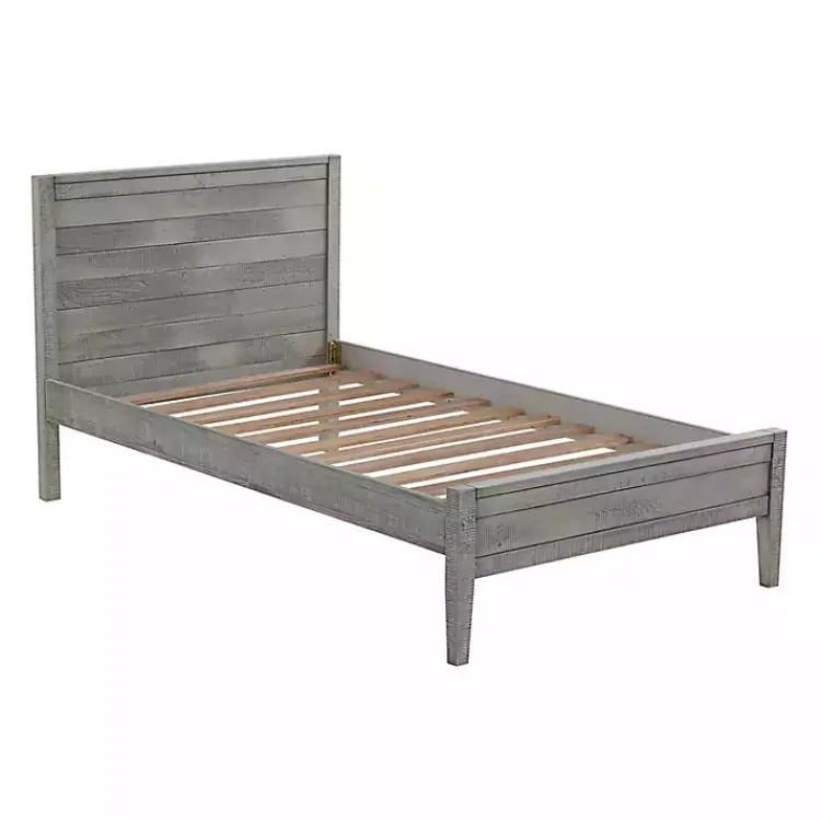 Beds & Headboards-Kirklands Home Rustic Gray Pine Panel Twin Bed Frame