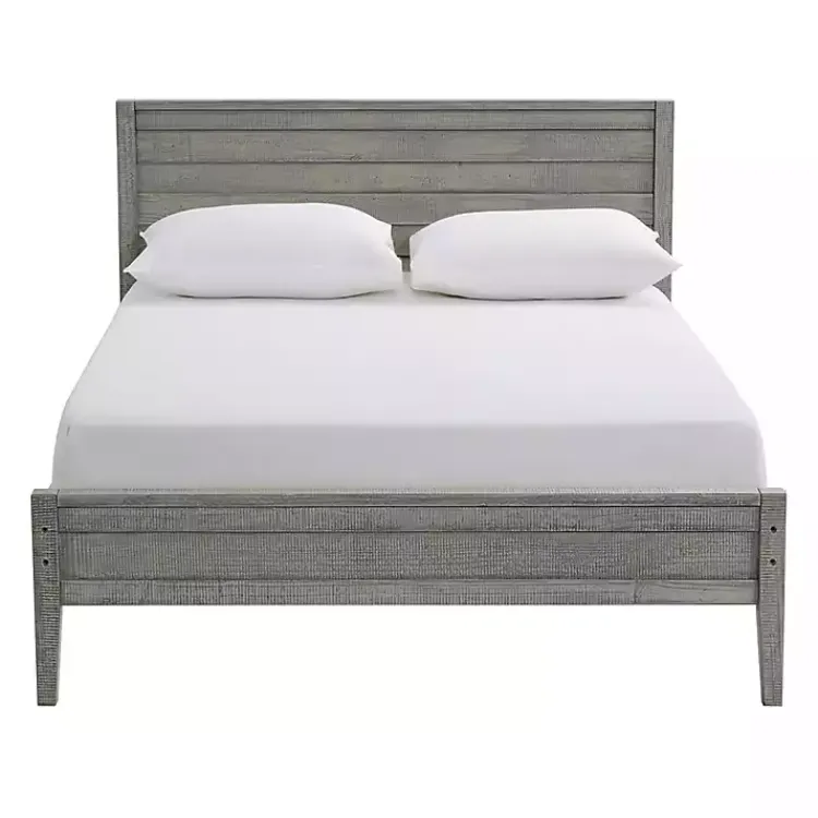 Beds & Headboards-Kirklands Home Rustic Smoke Wood Panel Full Bed Frame Gray