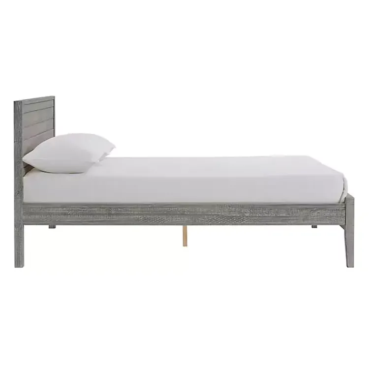 Beds & Headboards-Kirklands Home Rustic Smoke Wood Panel Full Bed Frame Gray