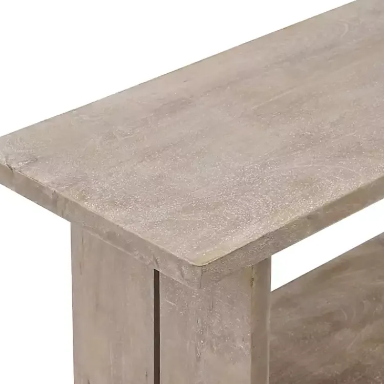 Benches & Ottomans-Kirklands Home Natural Rustic Whitewashed Mango Wood Bench Tan