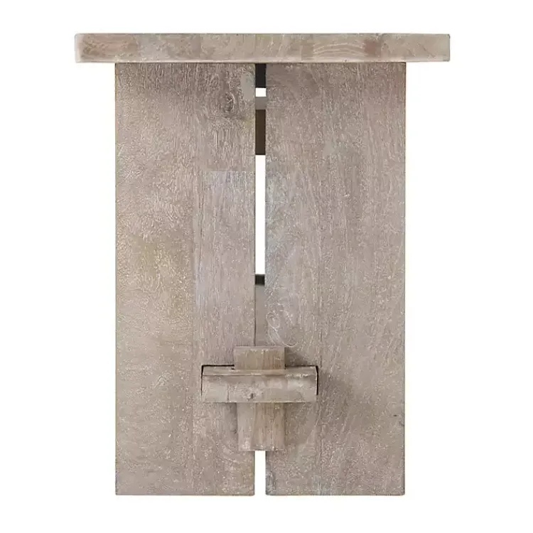 Benches & Ottomans-Kirklands Home Natural Rustic Whitewashed Mango Wood Bench Tan