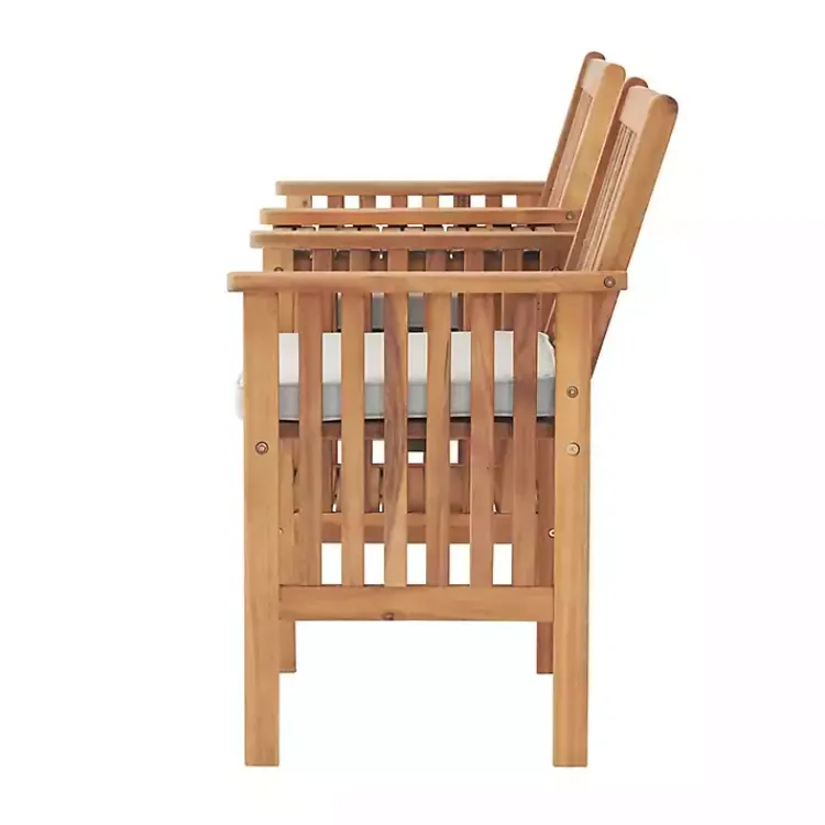 Outdoor Sets-Kirklands Home Natural Acacia Wood Ivory Cushion 3-pc. Patio Set