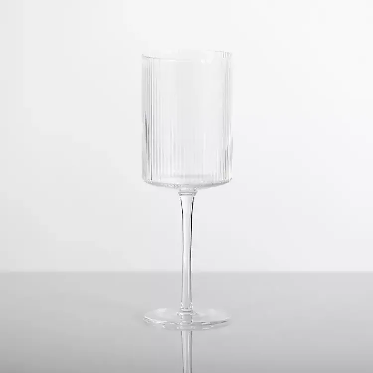 Glassware & Drinkware-Kirklands Home Linear Ribbed Goblet Wine Glass Clear