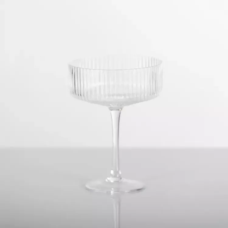 Glassware & Drinkware-Kirklands Home Linear Ribbed Coupe Glass Clear