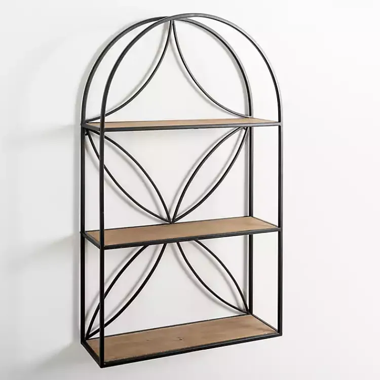 Shelves-Kirklands Home Black Metal Flower Frame 3-Tier Wall Shelf
