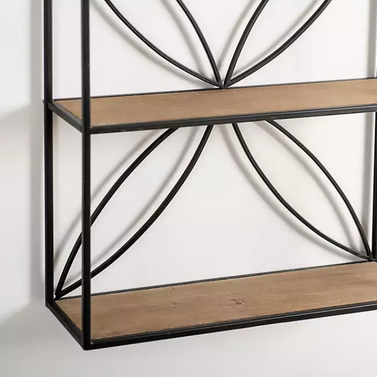 Shelves-Kirklands Home Black Metal Flower Frame 3-Tier Wall Shelf