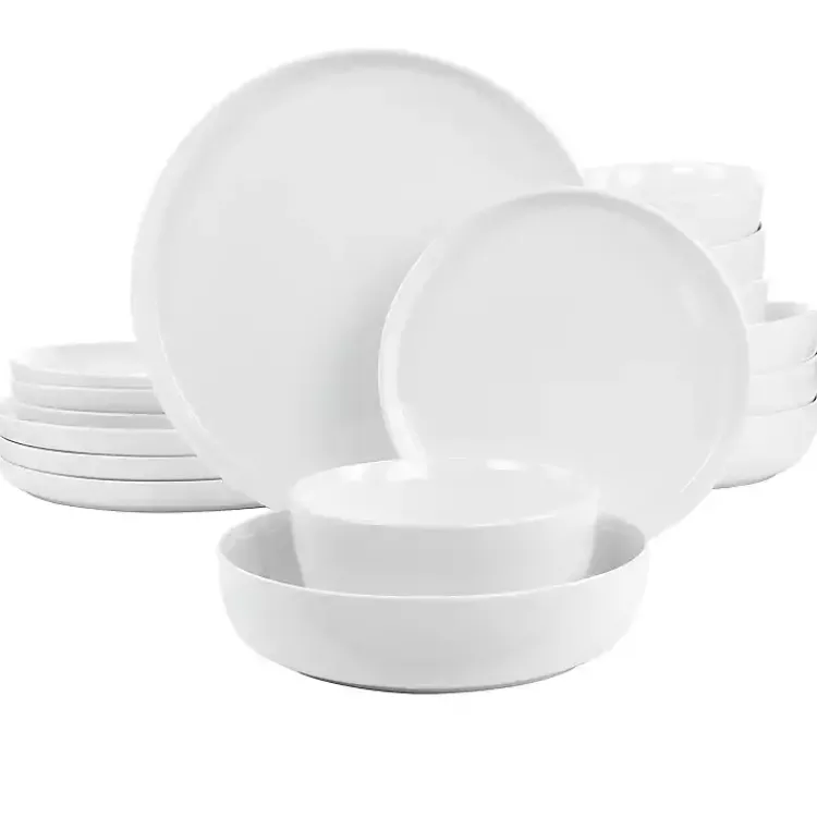 Dinnerware-Kirklands Home Modern Ceramic 16-pc. Dinnerware Set White