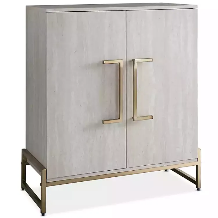 Cabinets & Sideboards-Kirklands Home Marble Finish Gold Handle Storage Cabinet