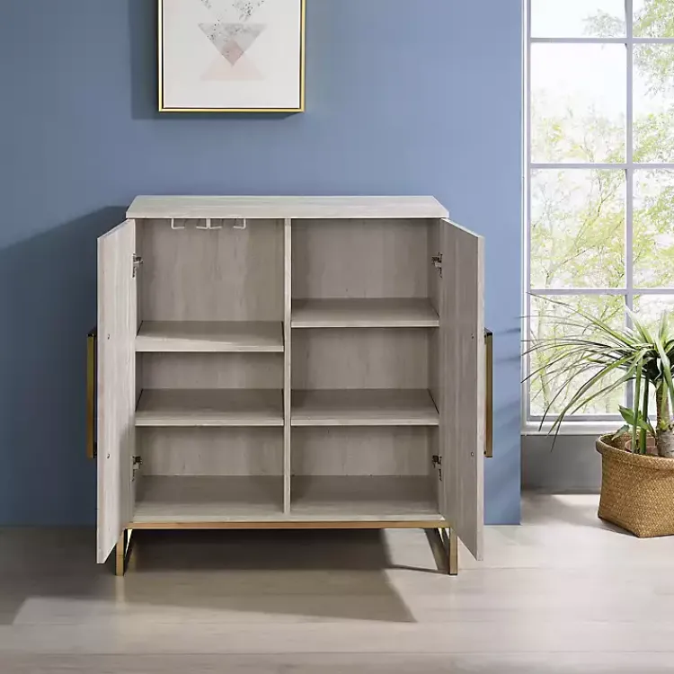 Cabinets & Sideboards-Kirklands Home Marble Finish Gold Handle Storage Cabinet