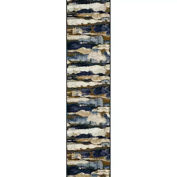 Area Rugs-Kirklands Home Blue Watercolor Abstract Runner, 2x8