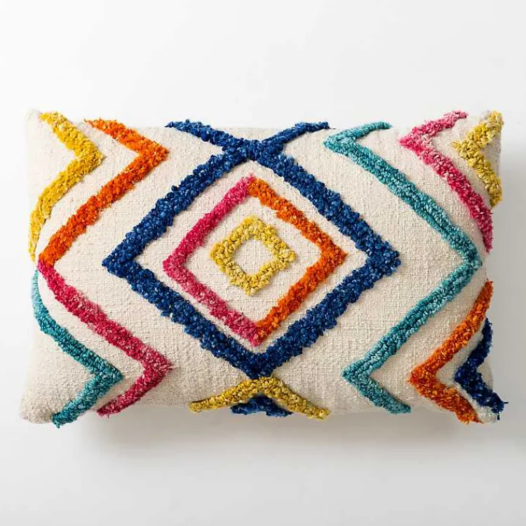 Outdoor Cushions & Pillows-Kirklands Home Colorful Tufted Diamond Outdoor Lumbar Pillow Multi