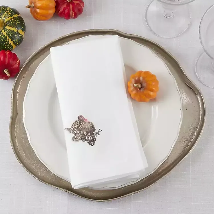 Table Linens-Kirklands Home Turkey Embroidered 4-pc. Harvest Napkin Set