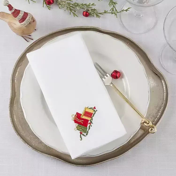Table Linens-Kirklands Home Christmas Gifts Embroidered 4-pc. Napkin Set