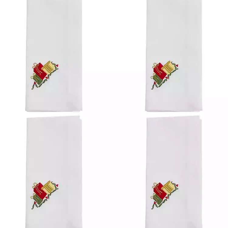 Table Linens-Kirklands Home Christmas Gifts Embroidered 4-pc. Napkin Set