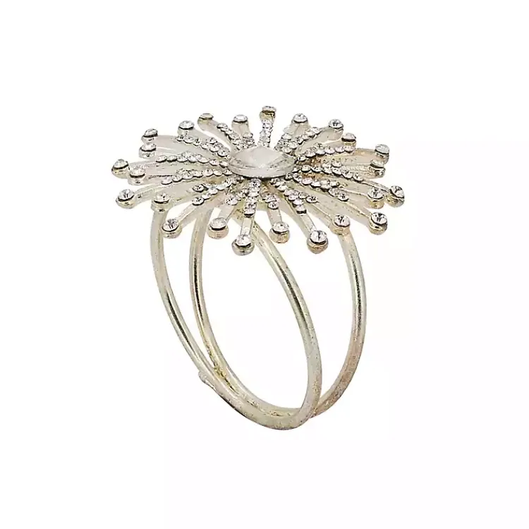 Table Linens-Kirklands Home Glitter Starburst 4-pc. Napkin Ring Set Silver