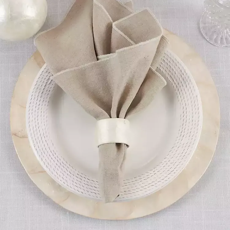 Table Linens-Kirklands Home Natural Cream Marble 4-pc. Napkin Ring Set