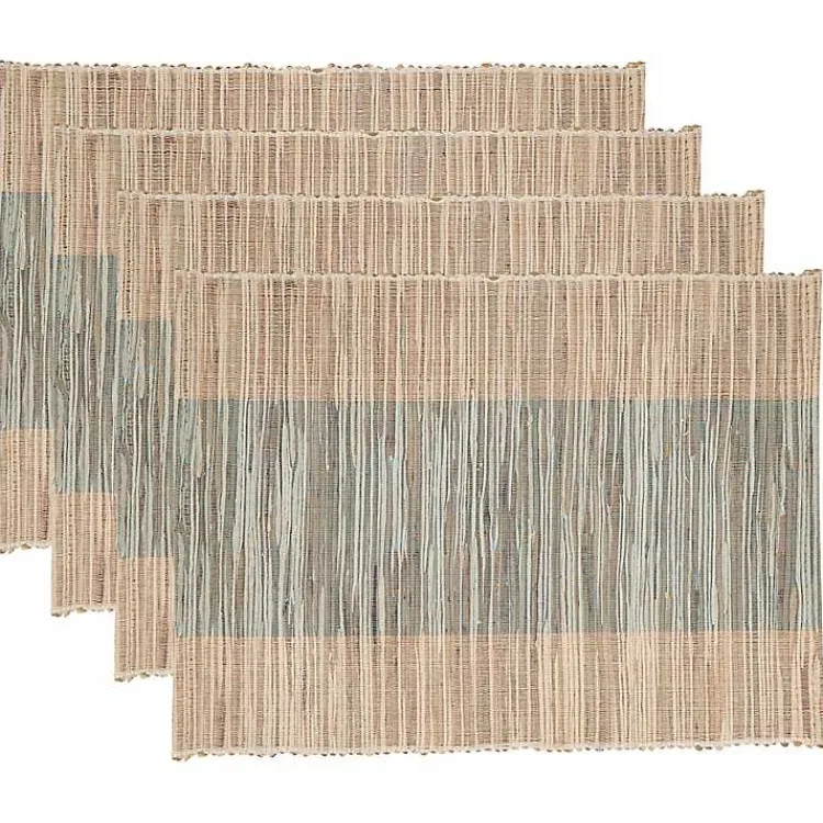 Table Linens-Kirklands Home Indigo Banded 4-pc. Placemat Set