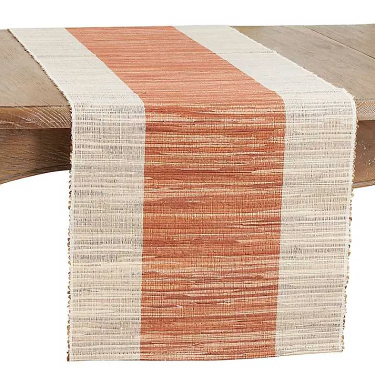 Table Linens-Kirklands Home Tan and Orange Shimmer Banded Table Runner