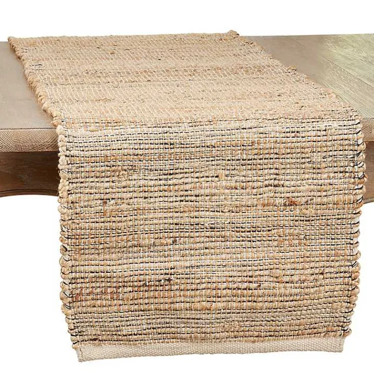 Table Linens-Kirklands Home Natural Woven Table Runner Tan