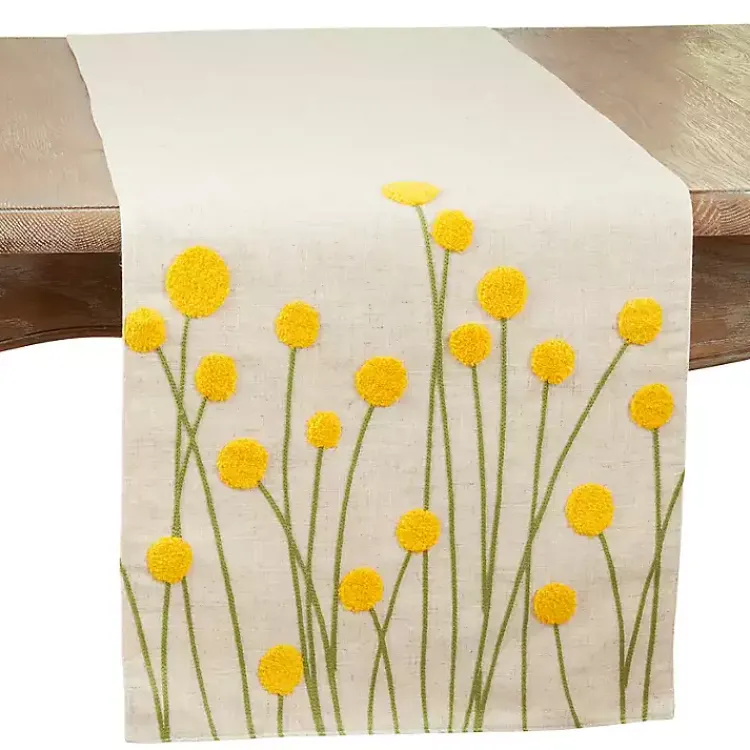 Table Linens-Kirklands Home Embroidered Yellow Wildflower Table Runner