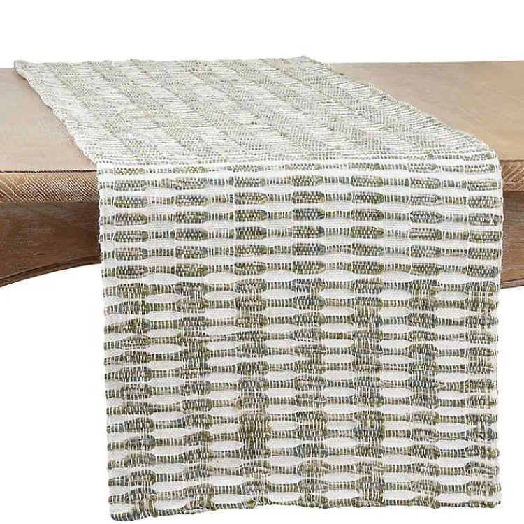 Table Linens-Kirklands Home Green Tea Woven Stripe Table Runner, 54 in.