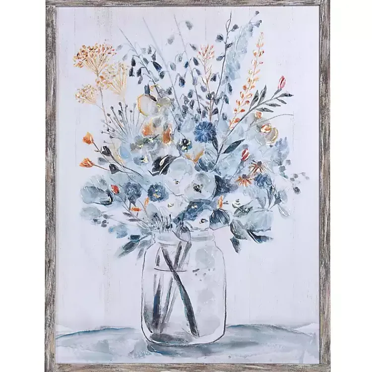 Framed Art-Kirklands Home Floral In A Jar II Framed Wall Art Print Blue