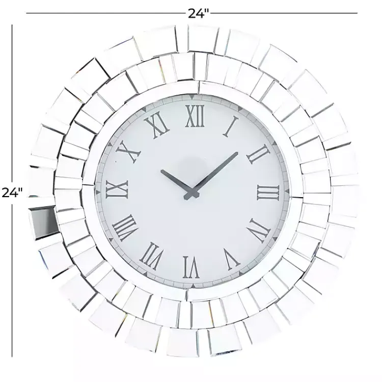 Clocks-Kirklands Home Silver Glass Mirror Abstract Wall Clock