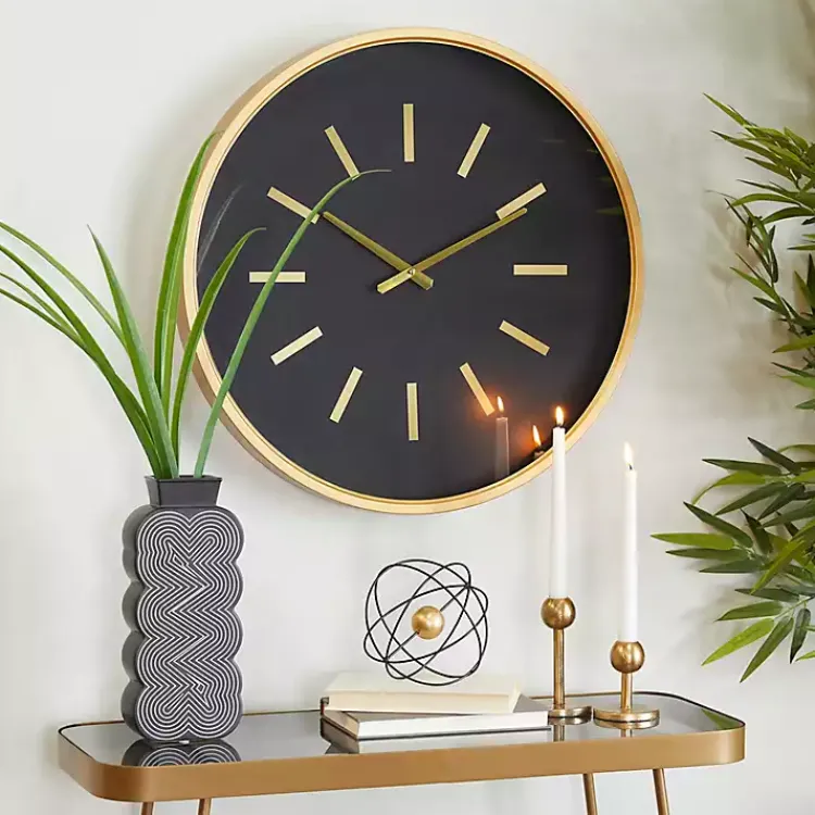 Clocks-Kirklands Home Black Metal Modern Thomas Wall Clock