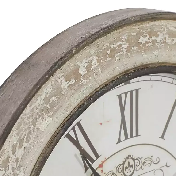 Clocks-Kirklands Home Vintage Cream Rust Round Framed Wall Clock