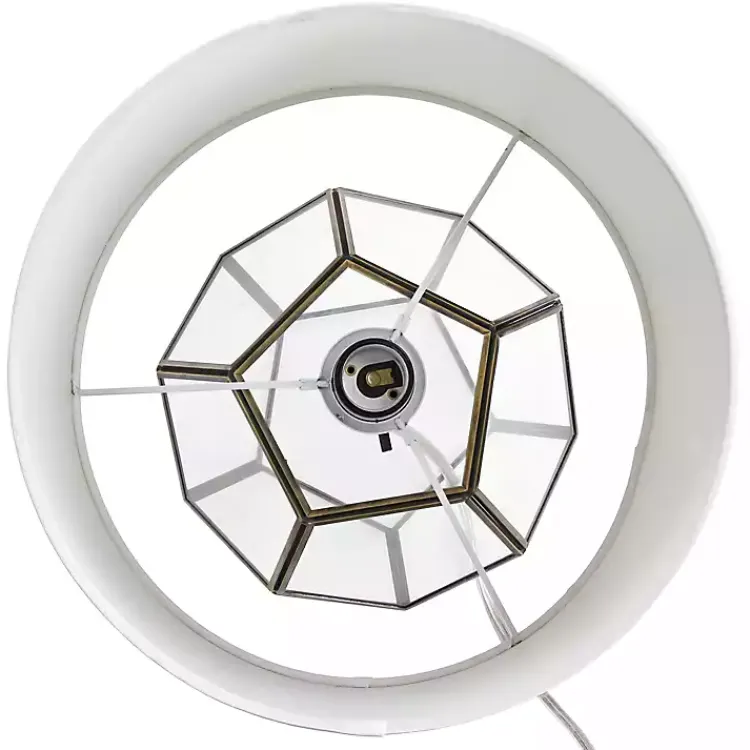 Table Lamps-Kirklands Home Brass and Glass Octagon Table Lamp White