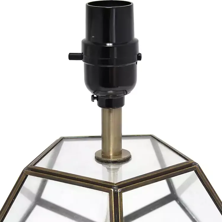 Table Lamps-Kirklands Home Brass and Glass Octagon Table Lamp White