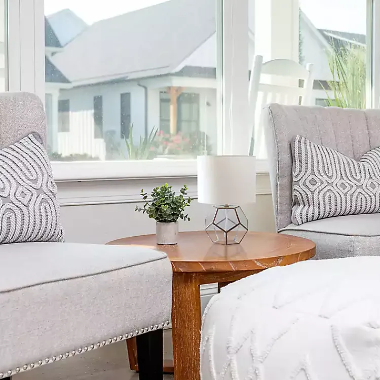 Table Lamps-Kirklands Home Brass and Glass Octagon Table Lamp White