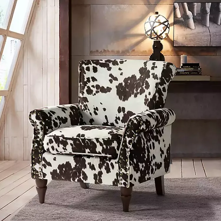 Accent Chairs-Kirklands Home Brown Cow Print Upholstered Accent Chair